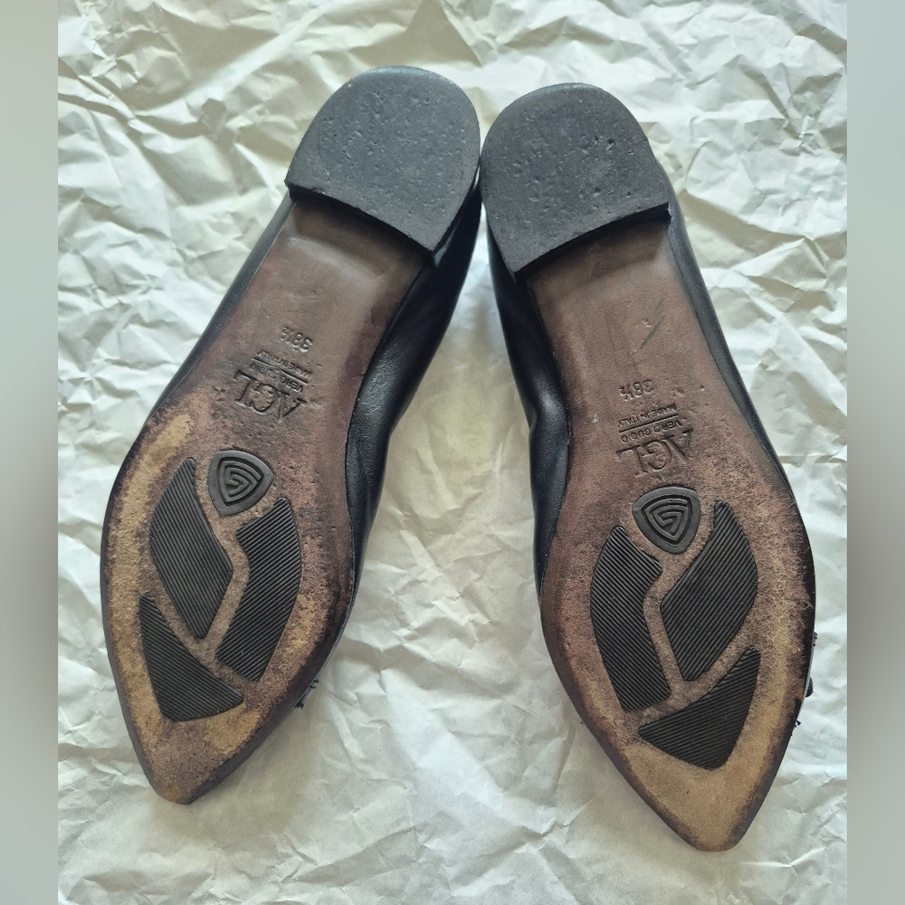 AGL Attilio Giusti Leombruni Black Pointed Toe Leather 38.5 - Picture 4 of 4